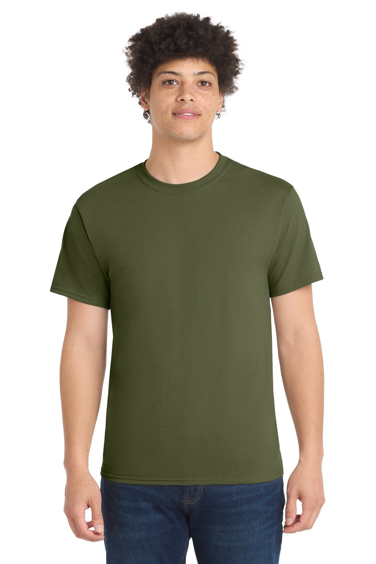Port & Co Core Blend Tee. PC55 - Olive Drab Green - front