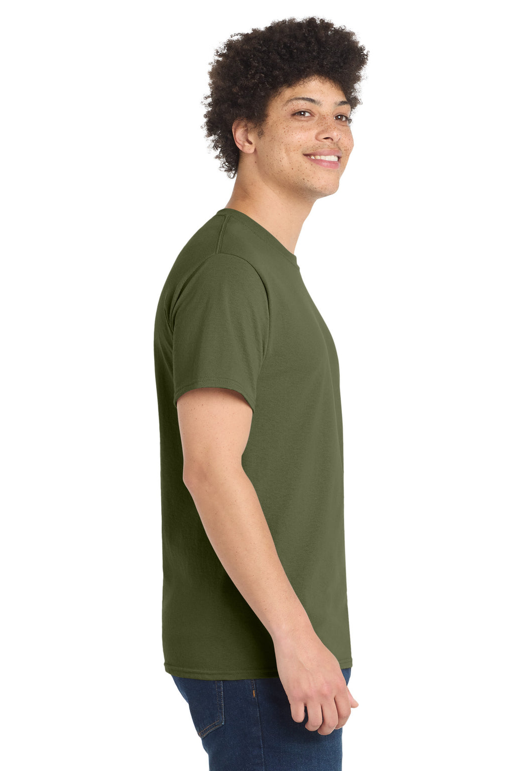 Port & Co Core Blend Tee. PC55 - Olive Drab Green - side