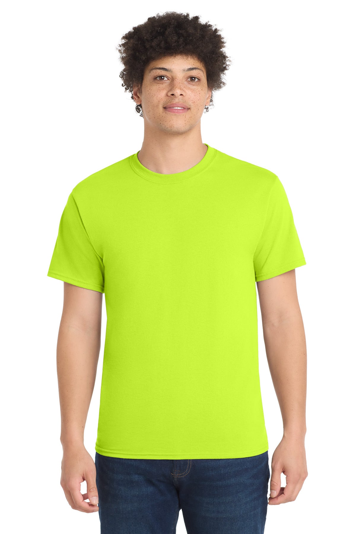 Port & Co Core Blend Tee. PC55 - Safety Green - front