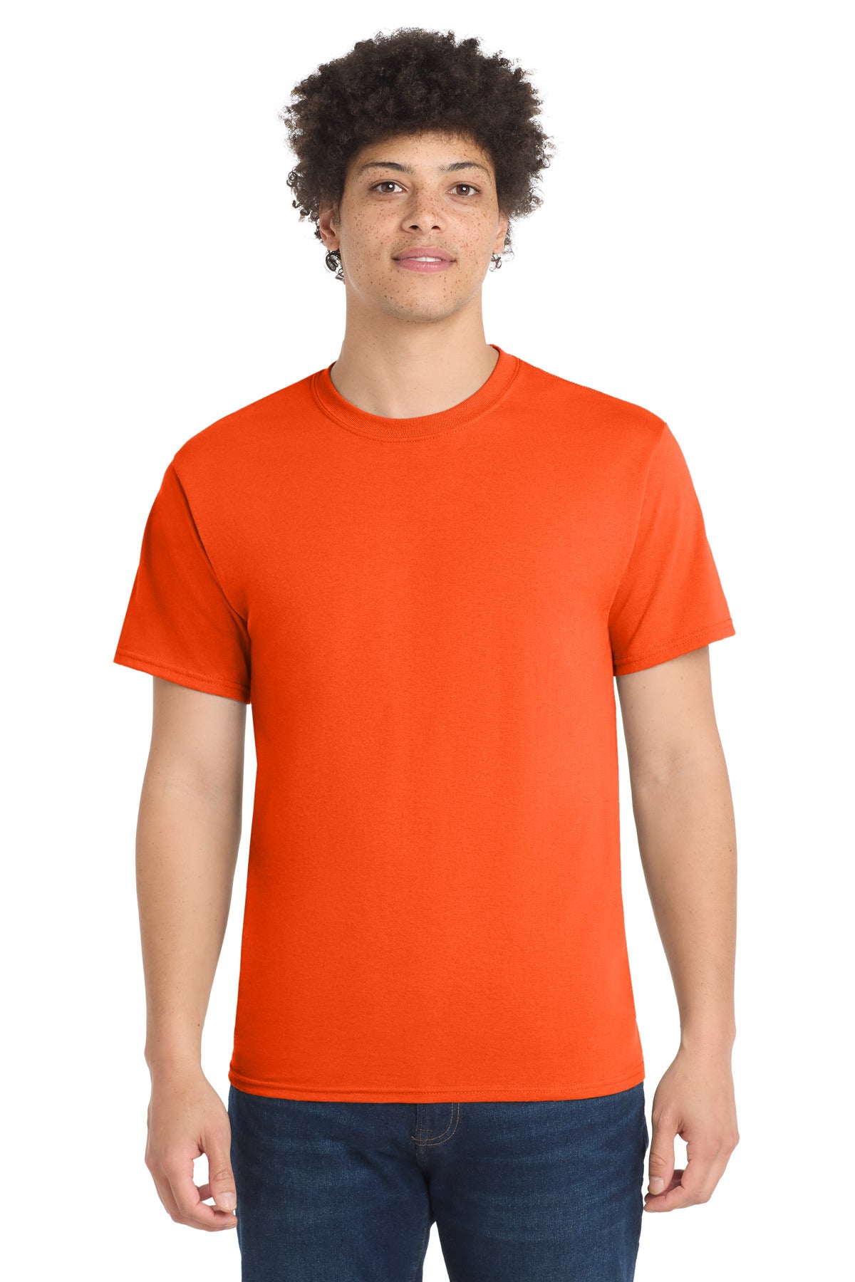 Port & Co Core Blend Tee. PC55 - Safety Orange - front