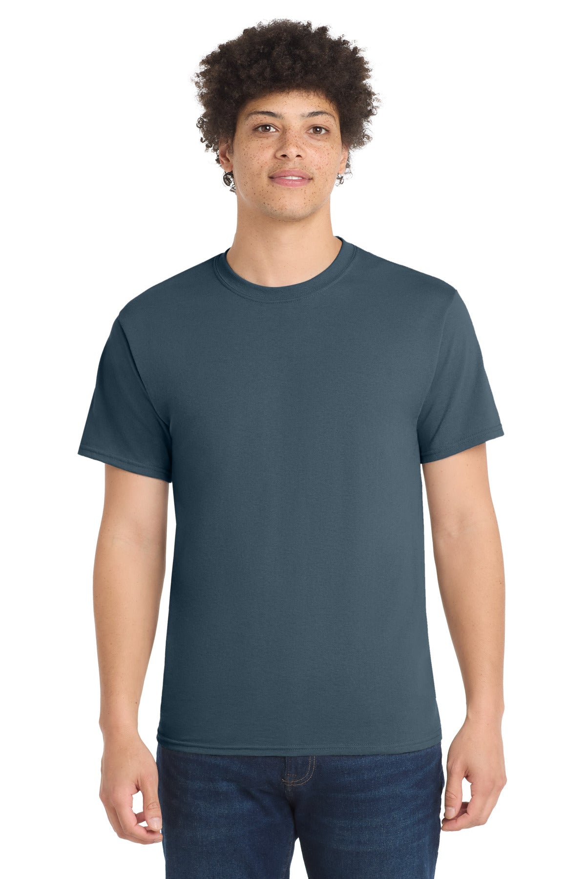 Port & Co Core Blend Tee. PC55 - Steel Blue - front