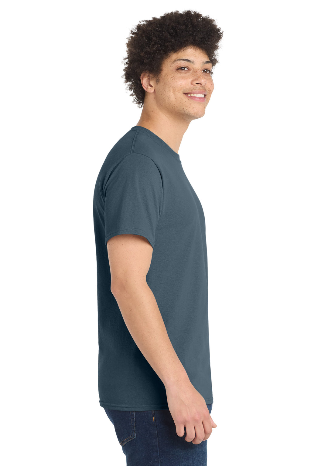 Port & Co Core Blend Tee. PC55 - Steel Blue - side