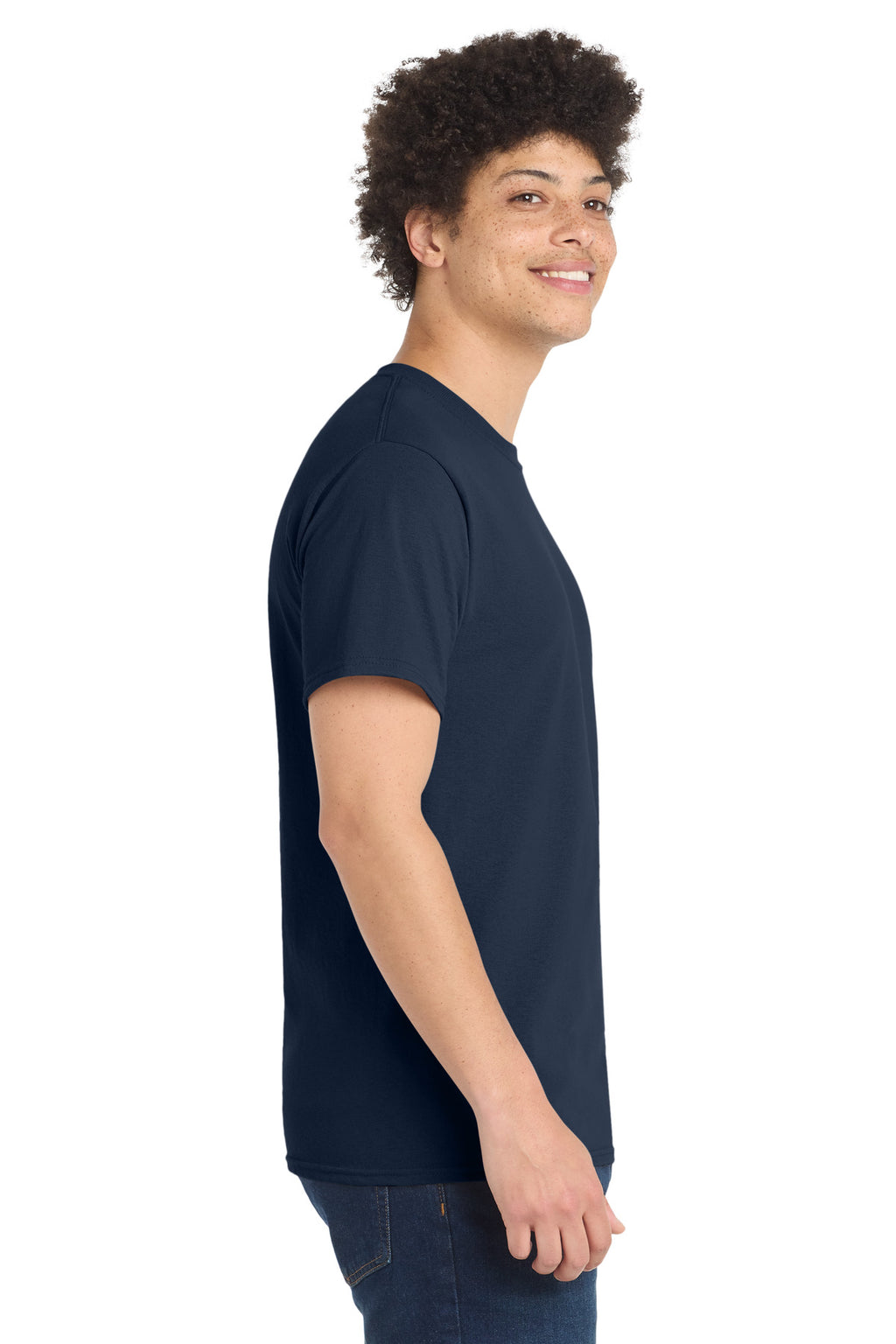Port & Co Core Blend Tee. PC55 - True Navy - side