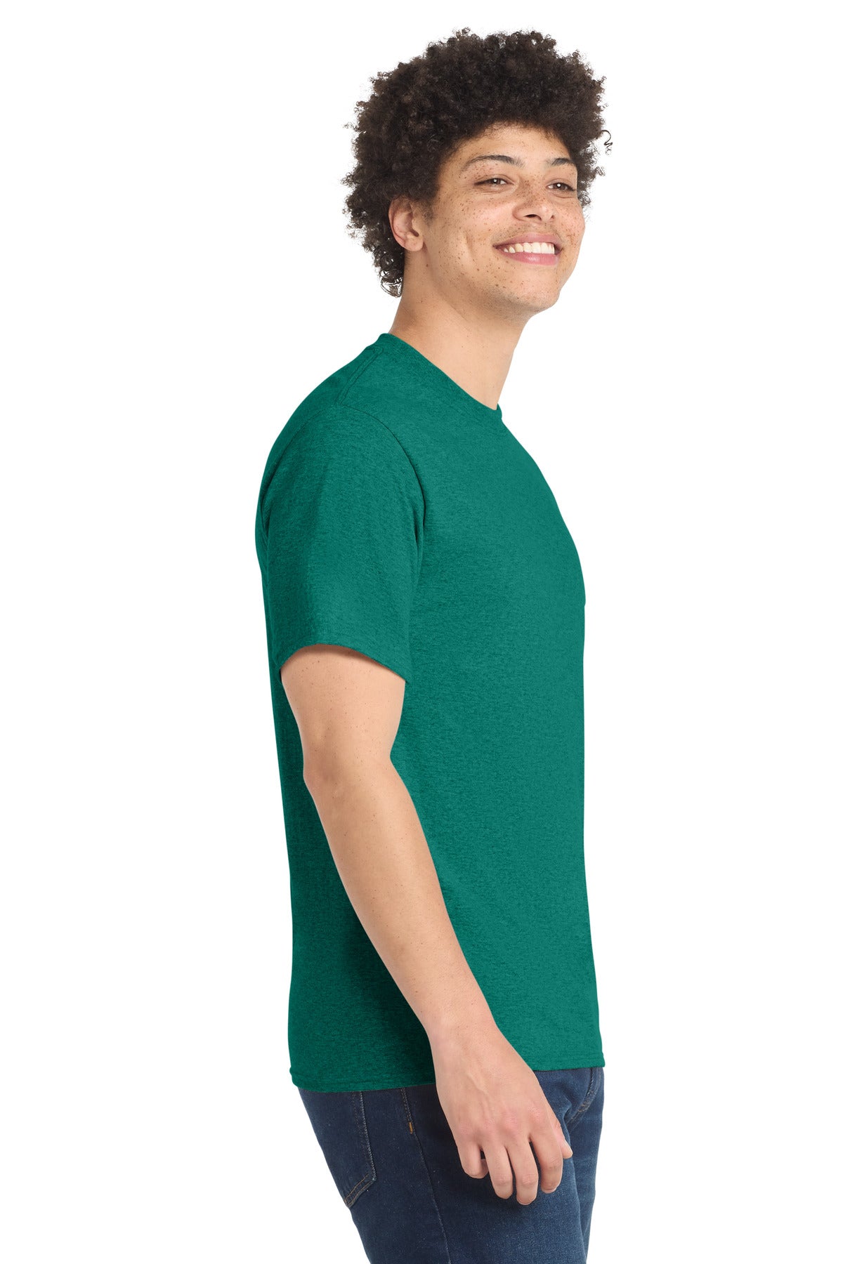 Port & Co Core Blend Tee. PC55 - Vintage Jade Green - side