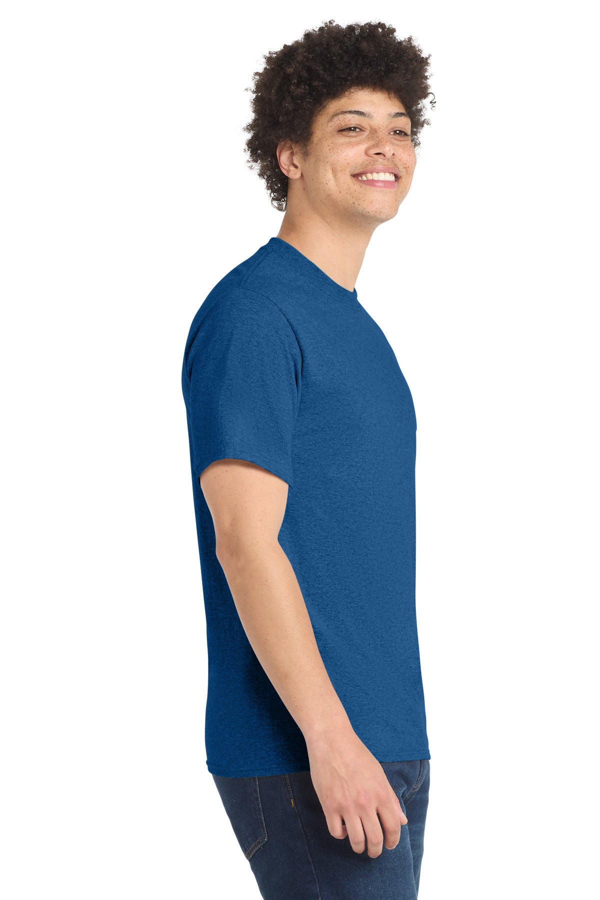 Port & Co Core Blend Tee. PC55 - Vintage Royal - side