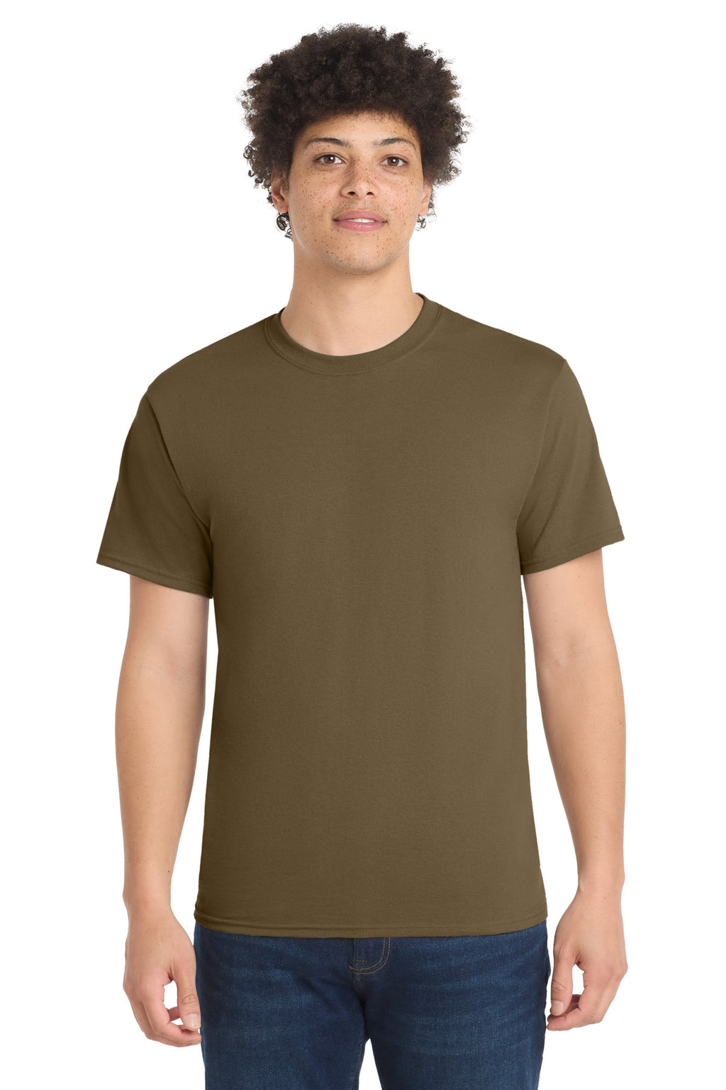 Port & Co Core Blend Tee. PC55 - Woodland Brown - front