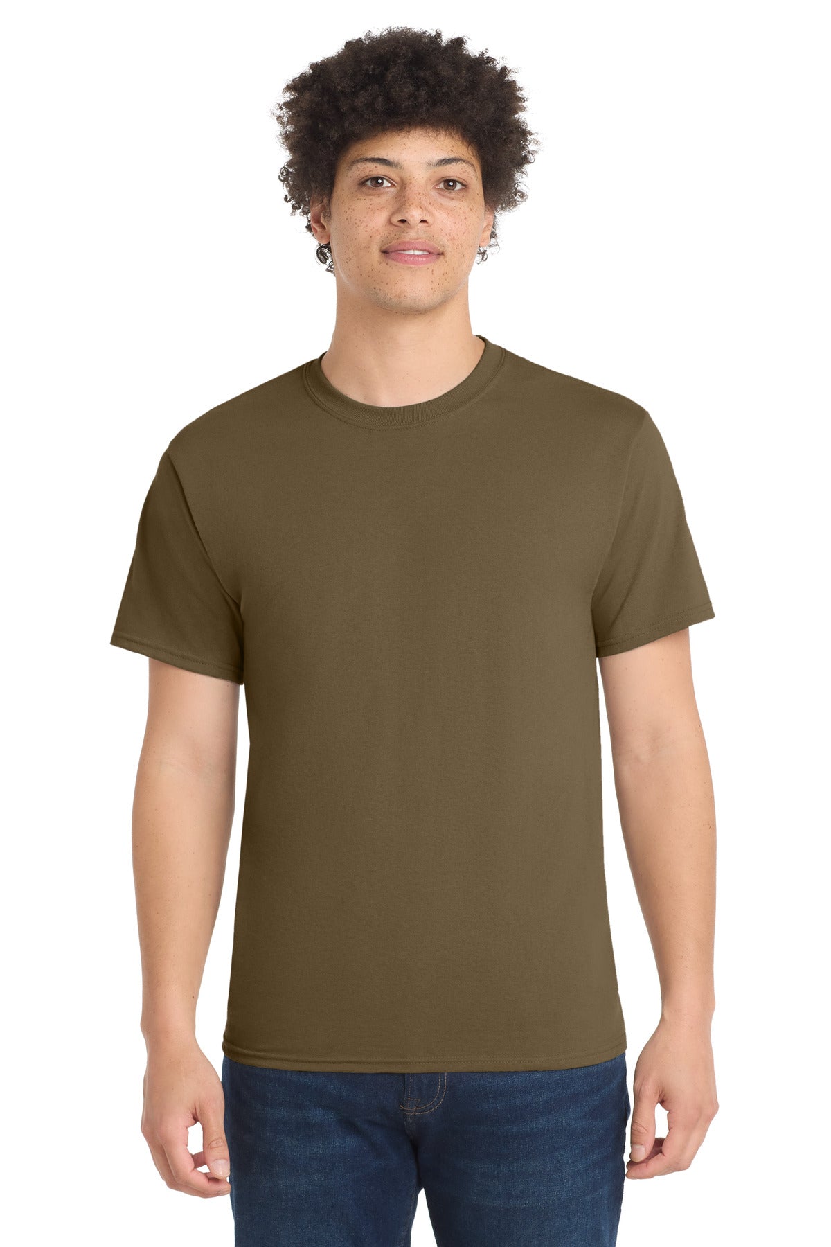 Port & Co Core Blend Tee. PC55 - Woodland Brown - front