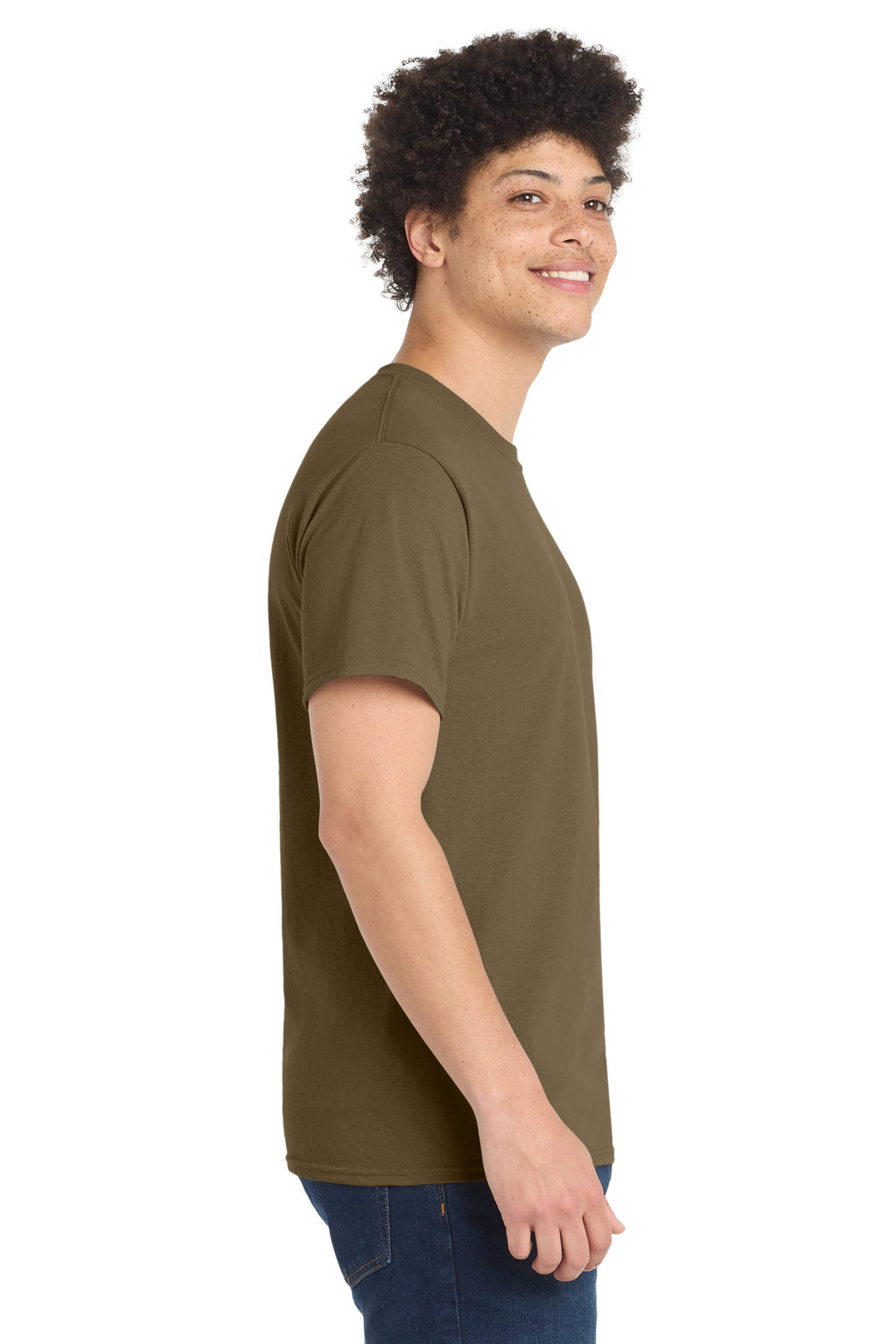 Port & Co Core Blend Tee. PC55 - Woodland Brown - side