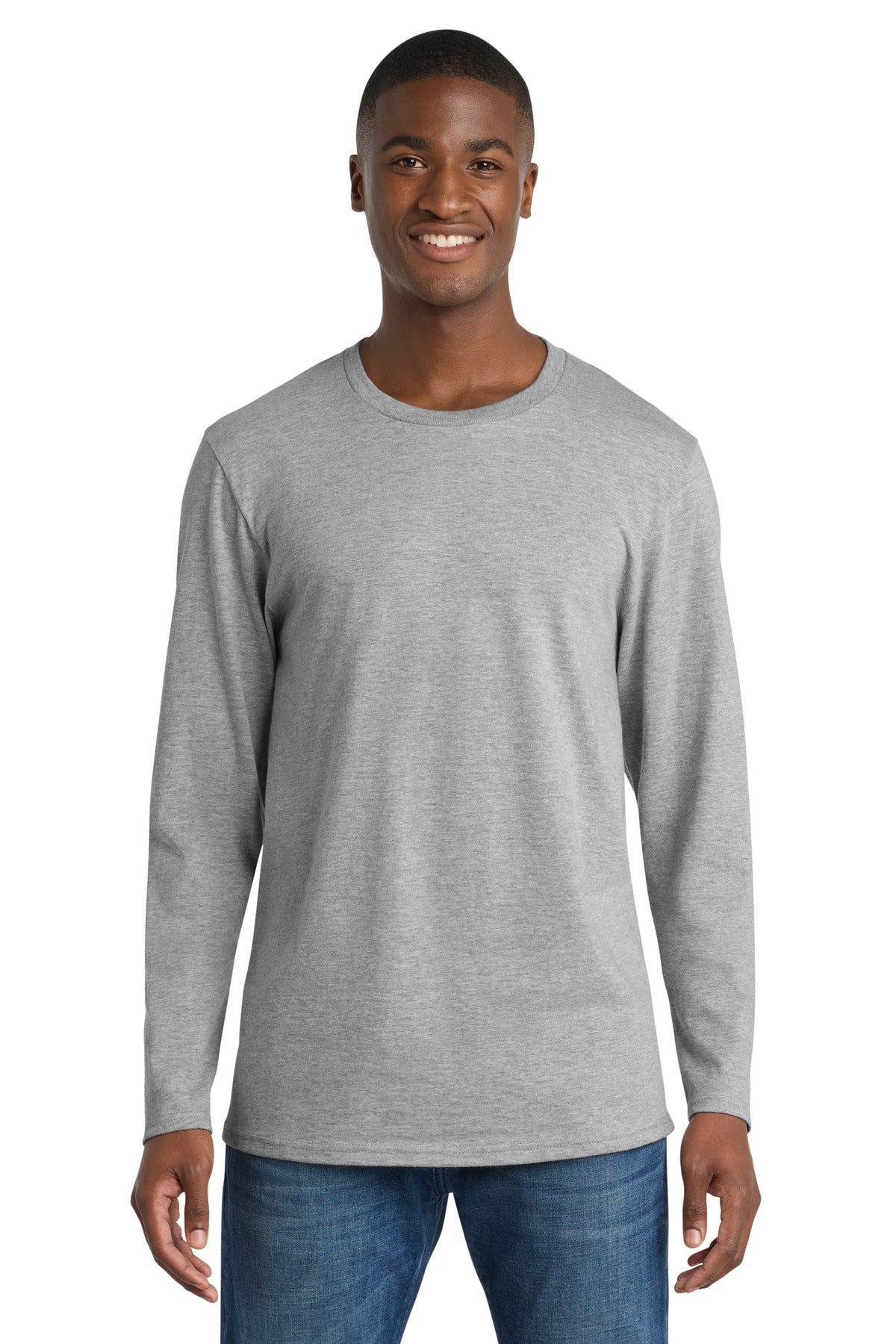 Port & Co Long Sleeve Bouncer Tee PC600LS - Athletic Heather - front