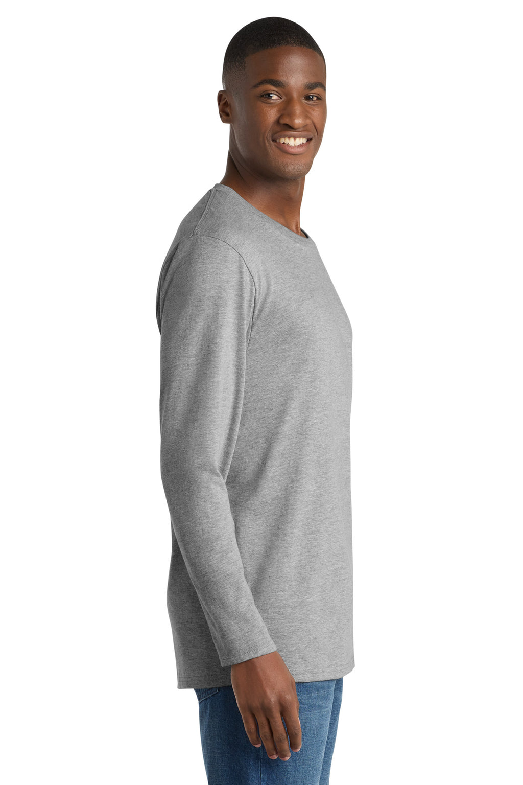 Port & Co Long Sleeve Bouncer Tee PC600LS - Athletic Heather - side