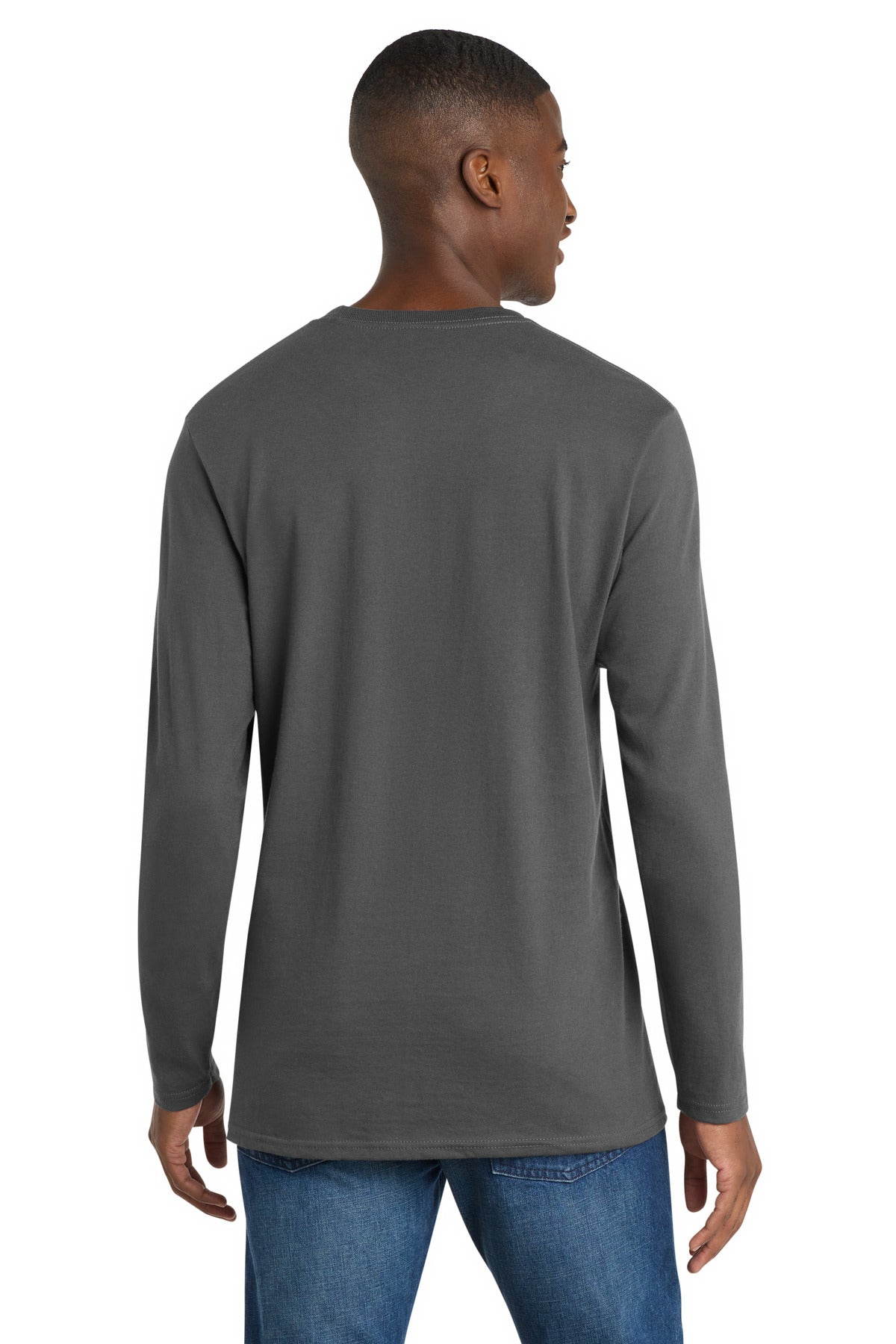 Port & Co Long Sleeve Bouncer Tee PC600LS - Coal Grey - back