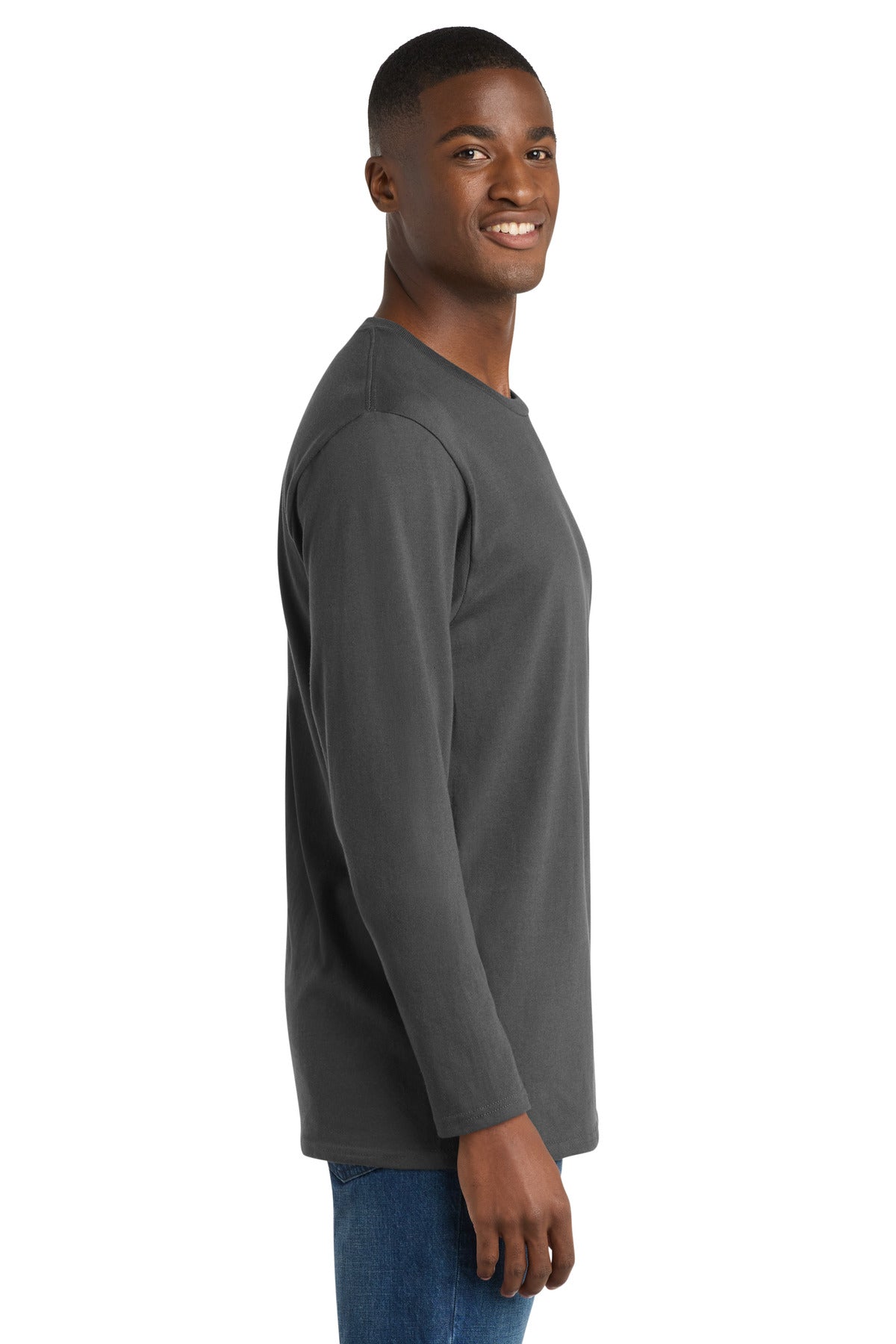 Port & Co Long Sleeve Bouncer Tee PC600LS - Coal Grey - side