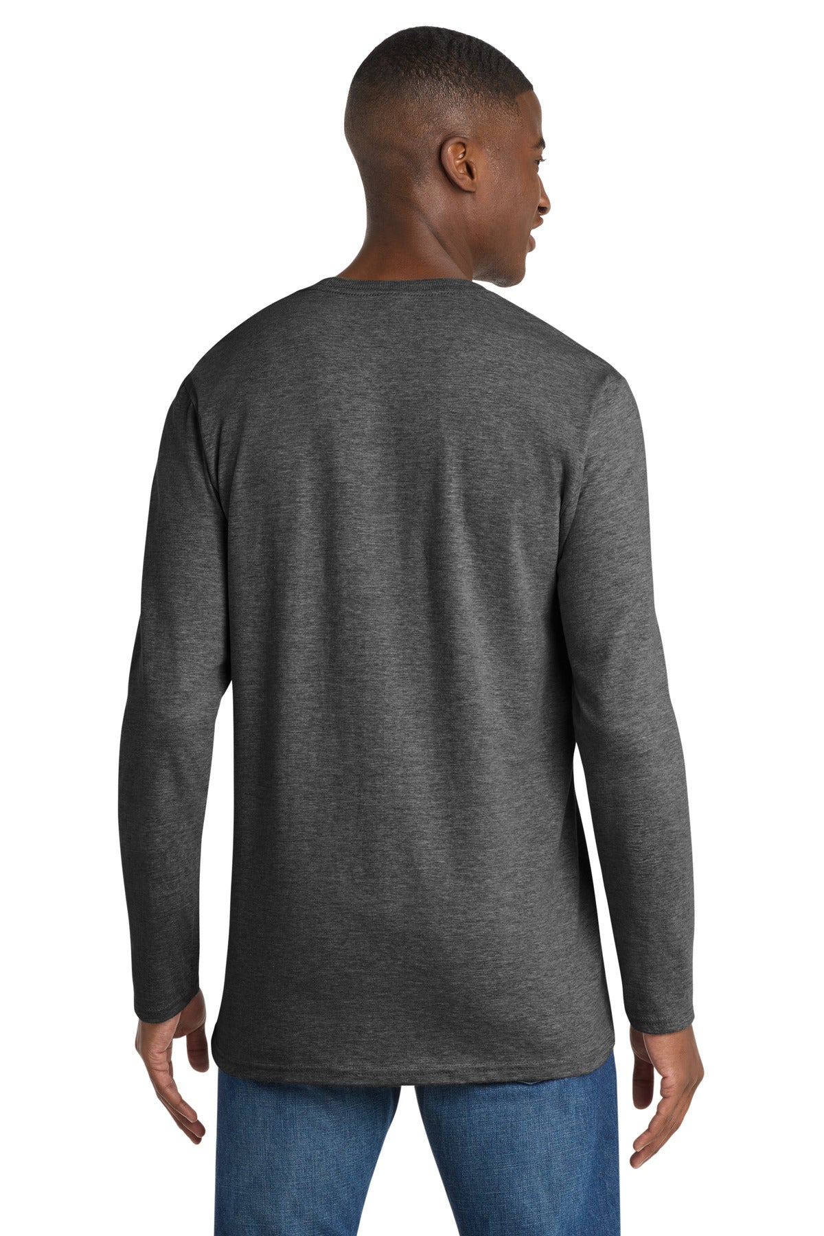 Port & Co Long Sleeve Bouncer Tee PC600LS - Dark Heather Grey - back