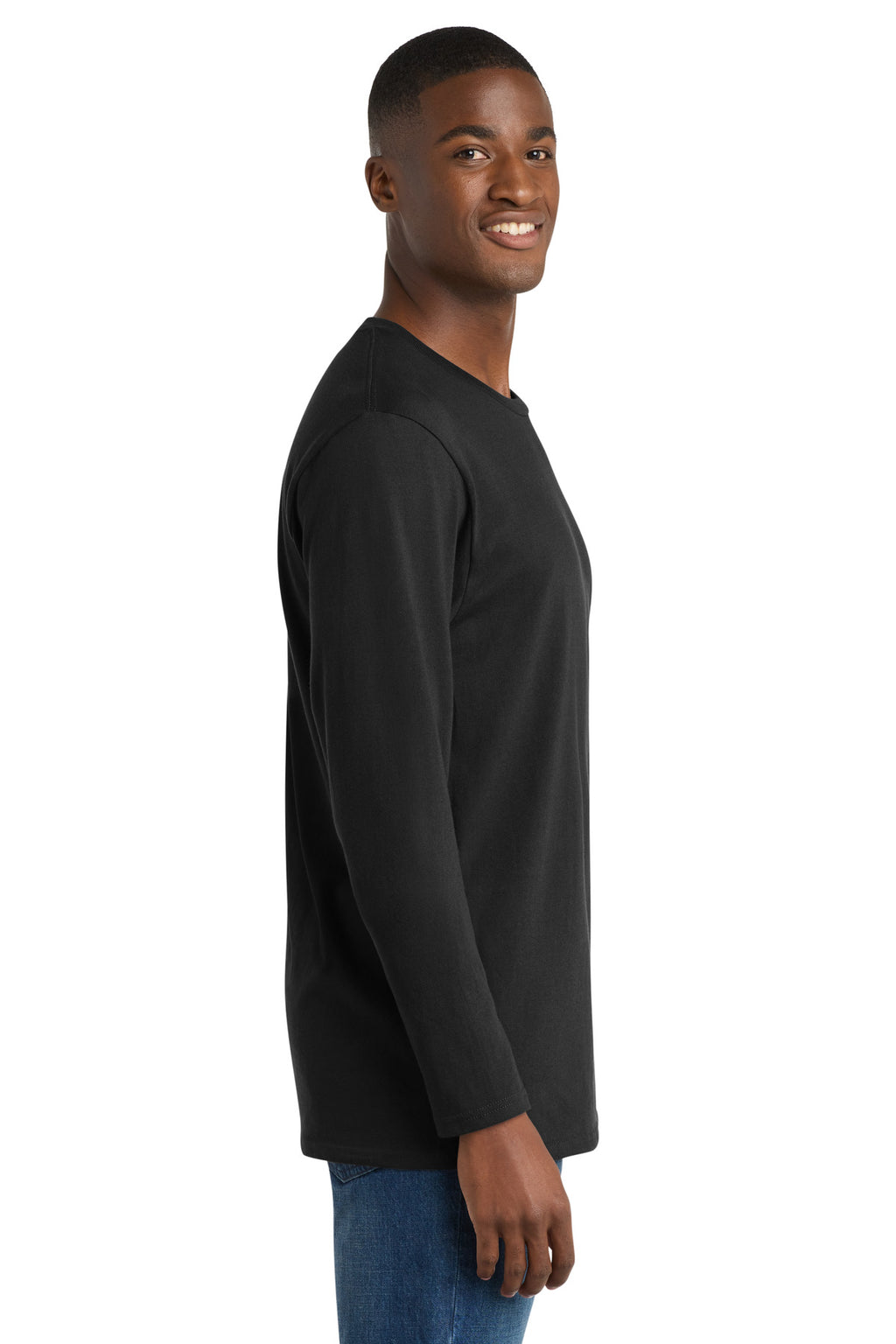 Port & Co Long Sleeve Bouncer Tee PC600LS - Deep Black - side