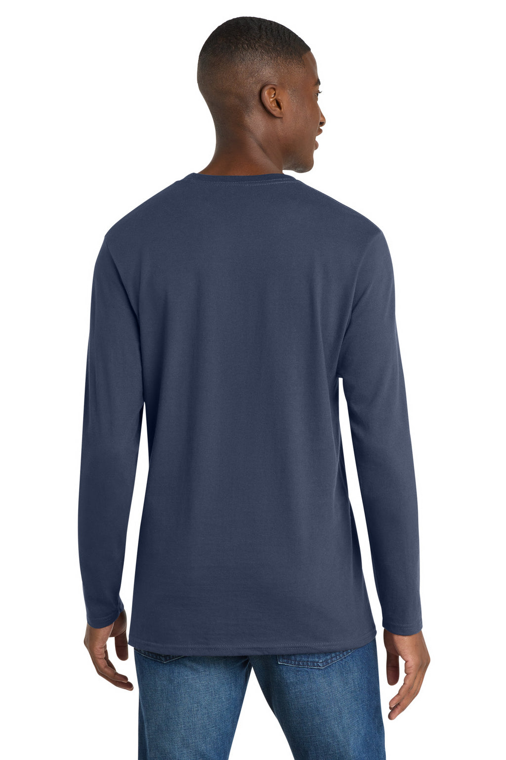 Port & Co Long Sleeve Bouncer Tee PC600LS - Navy Blue - back