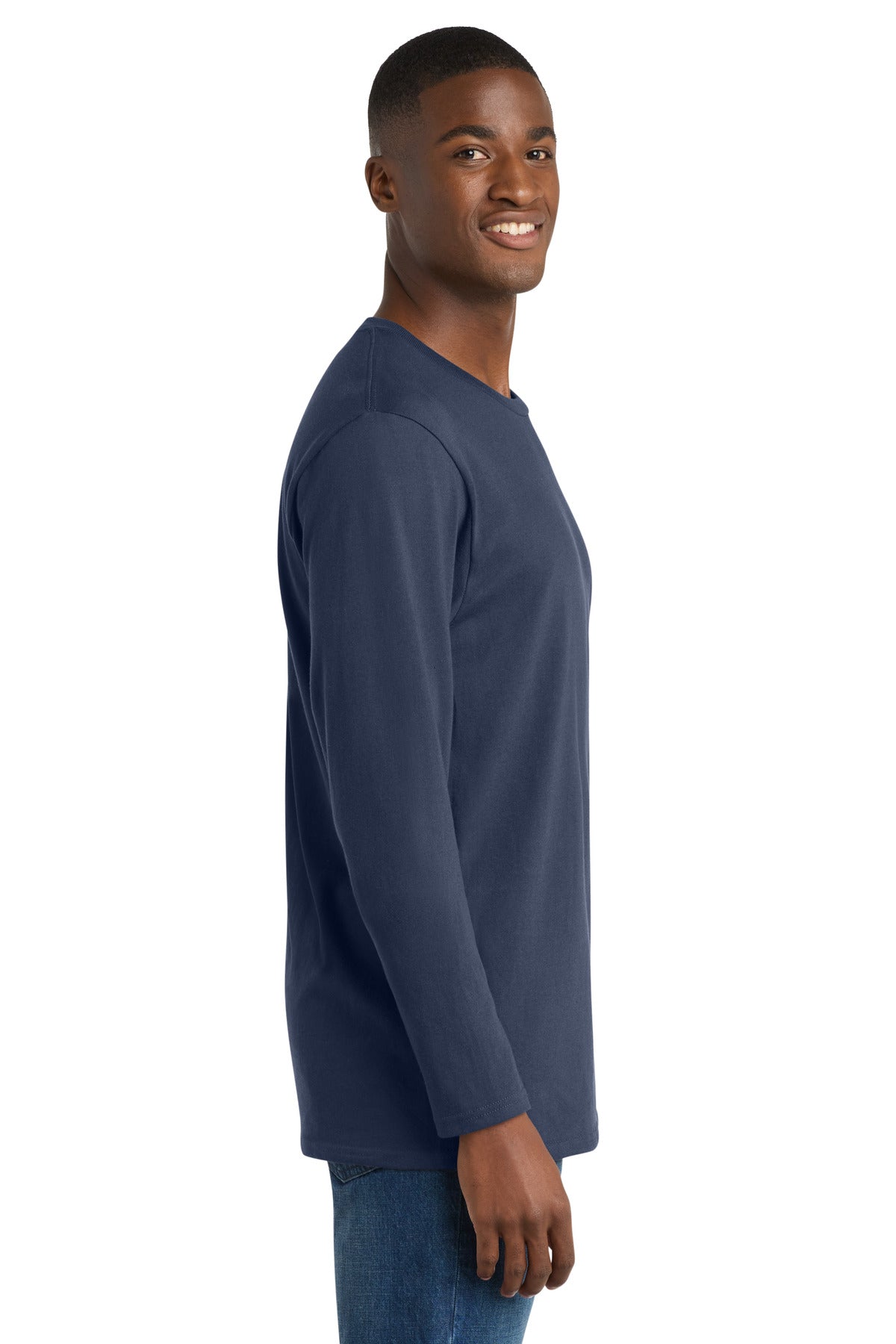 Port & Co Long Sleeve Bouncer Tee PC600LS - Navy Blue - side