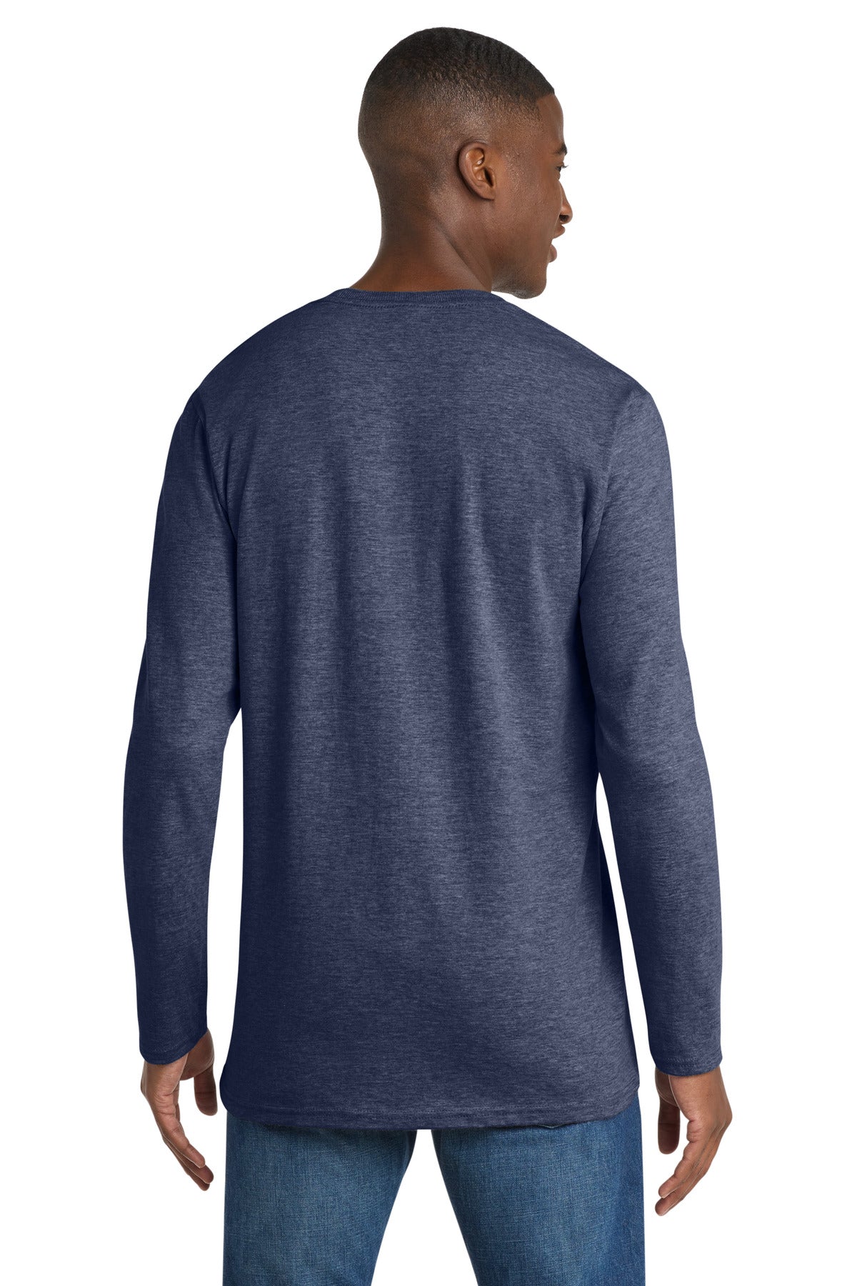 Port & Co Long Sleeve Bouncer Tee PC600LS - Team Navy Heather - back