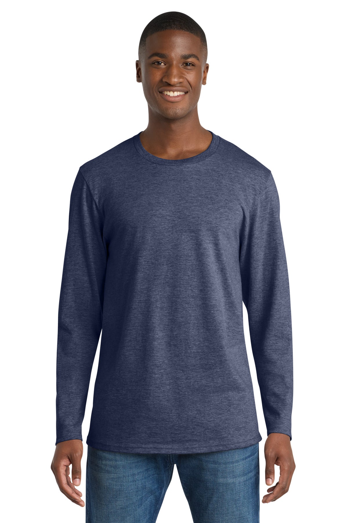 Port & Co Long Sleeve Bouncer Tee PC600LS - Team Navy Heather - front