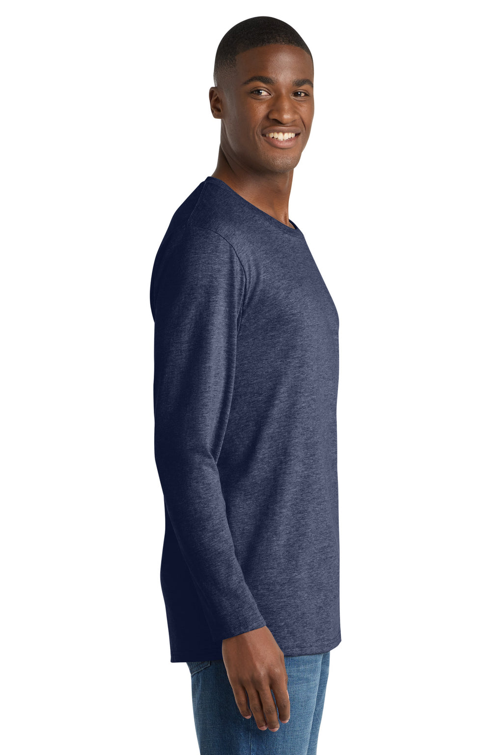 Port & Co Long Sleeve Bouncer Tee PC600LS - Team Navy Heather - side