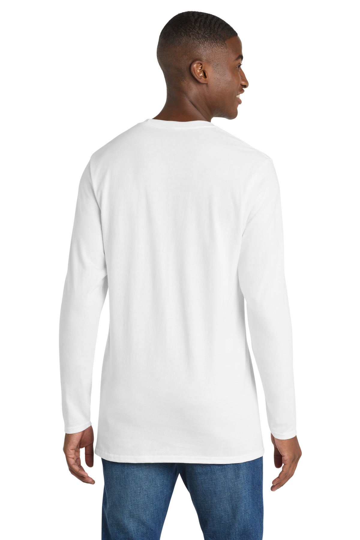 Port & Co Long Sleeve Bouncer Tee PC600LS - White - back