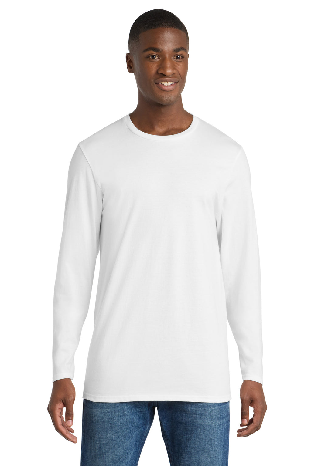 Port & Co Long Sleeve Bouncer Tee PC600LS - White - front