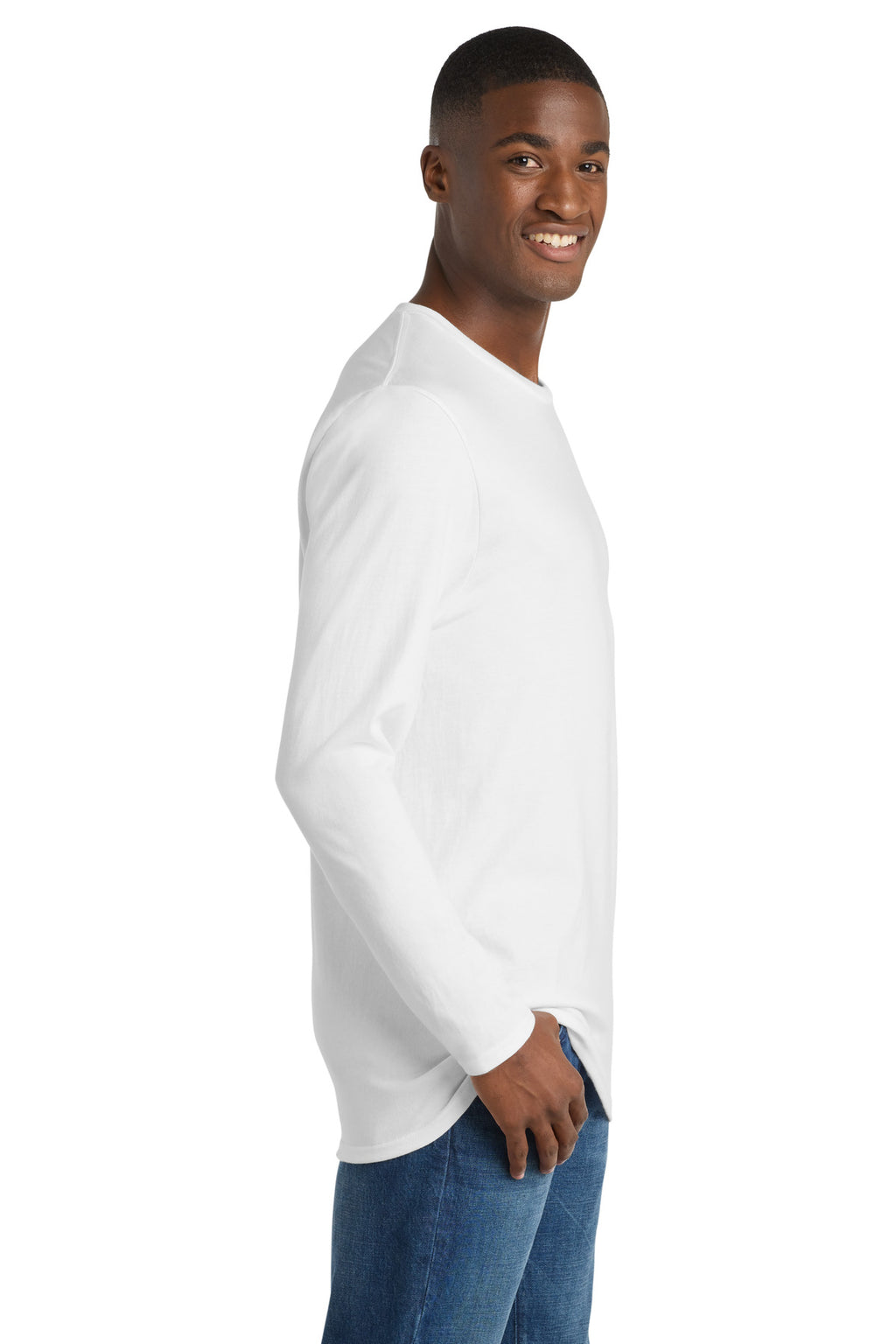 Port & Co Long Sleeve Bouncer Tee PC600LS - White - side