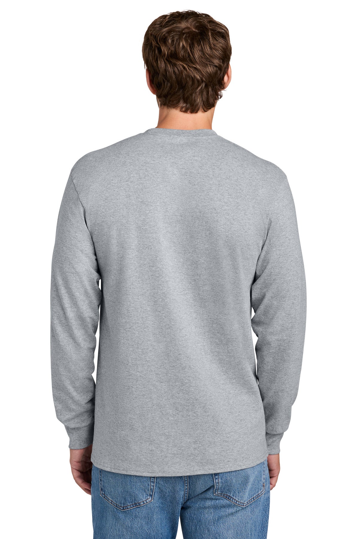 Port & Co Tall Long Sleeve Essential Pocket Tee. PC61LSPT - Athletic Heather - back
