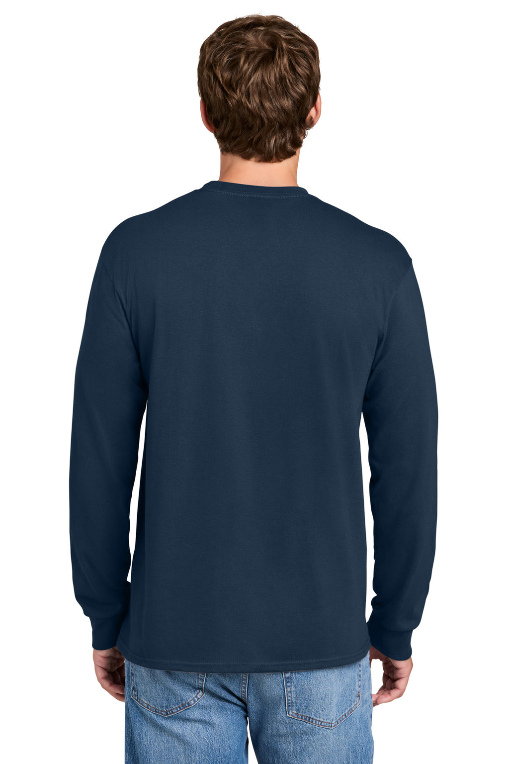 Port & Co Tall Long Sleeve Essential Pocket Tee. PC61LSPT - Navy - back