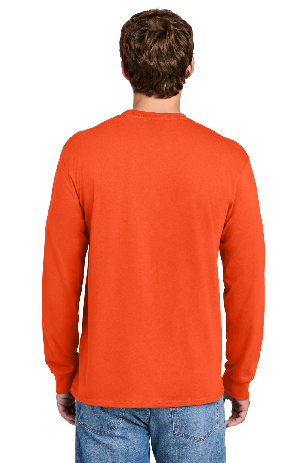 Port & Co Tall Long Sleeve Essential Pocket Tee. PC61LSPT - Orange - back