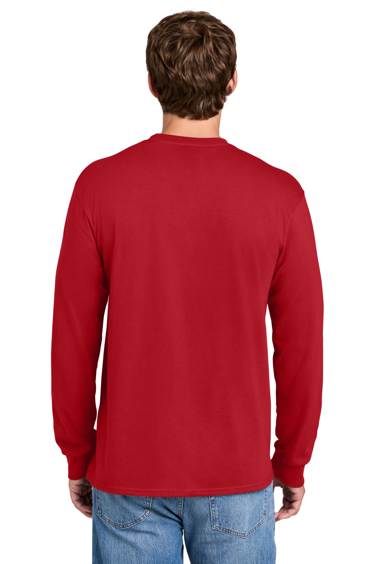 Port & Co Tall Long Sleeve Essential Pocket Tee. PC61LSPT - Red - back