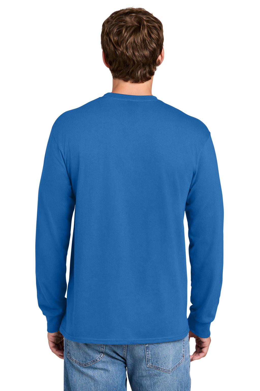 Port & Co Tall Long Sleeve Essential Pocket Tee. PC61LSPT - Royal - back