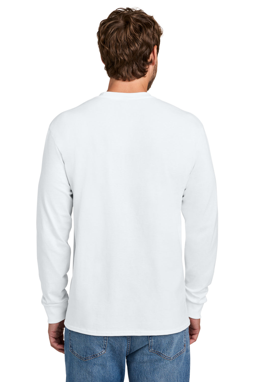 Port & Co Tall Long Sleeve Essential Pocket Tee. PC61LSPT - White - back