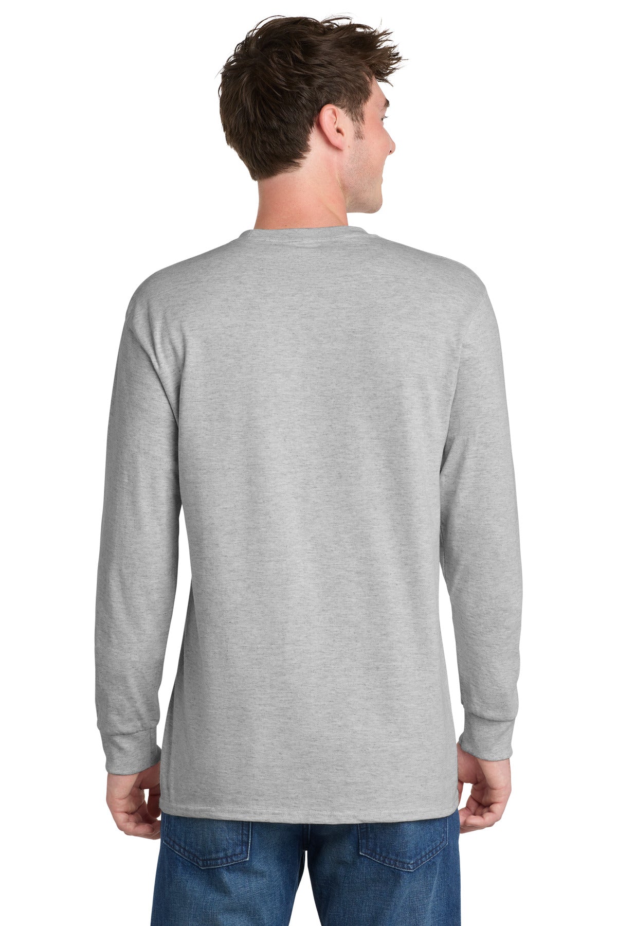 Port & Co Tall Long Sleeve Essential Tee. PC61LST - Ash - back