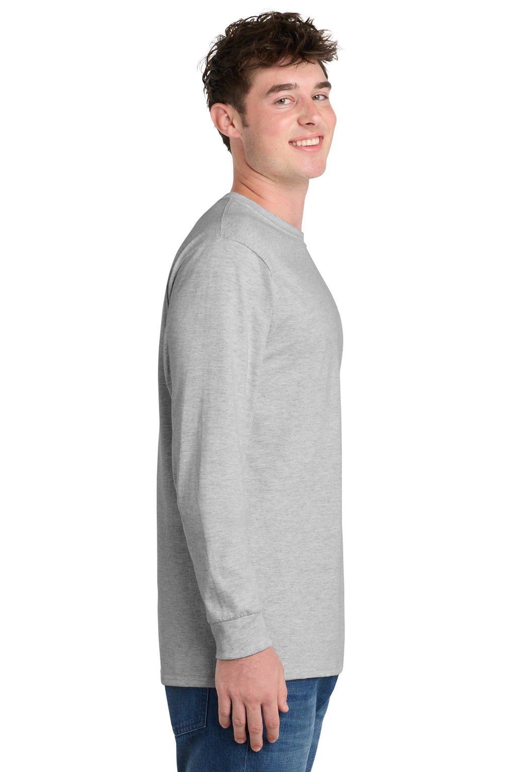 Port & Co Tall Long Sleeve Essential Tee. PC61LST - Ash - side