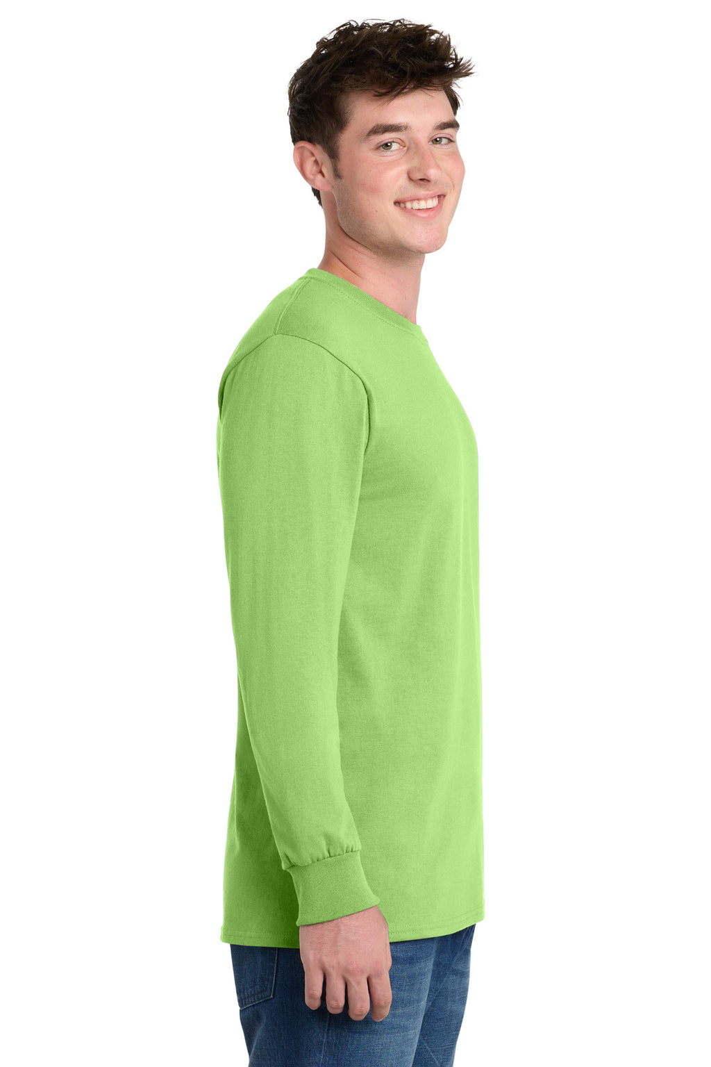 Port & Co Tall Long Sleeve Essential Tee. PC61LST - Lime - side