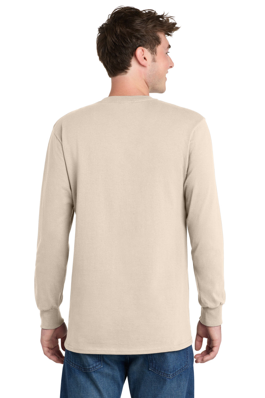 Port & Co Tall Long Sleeve Essential Tee. PC61LST - Natural - back