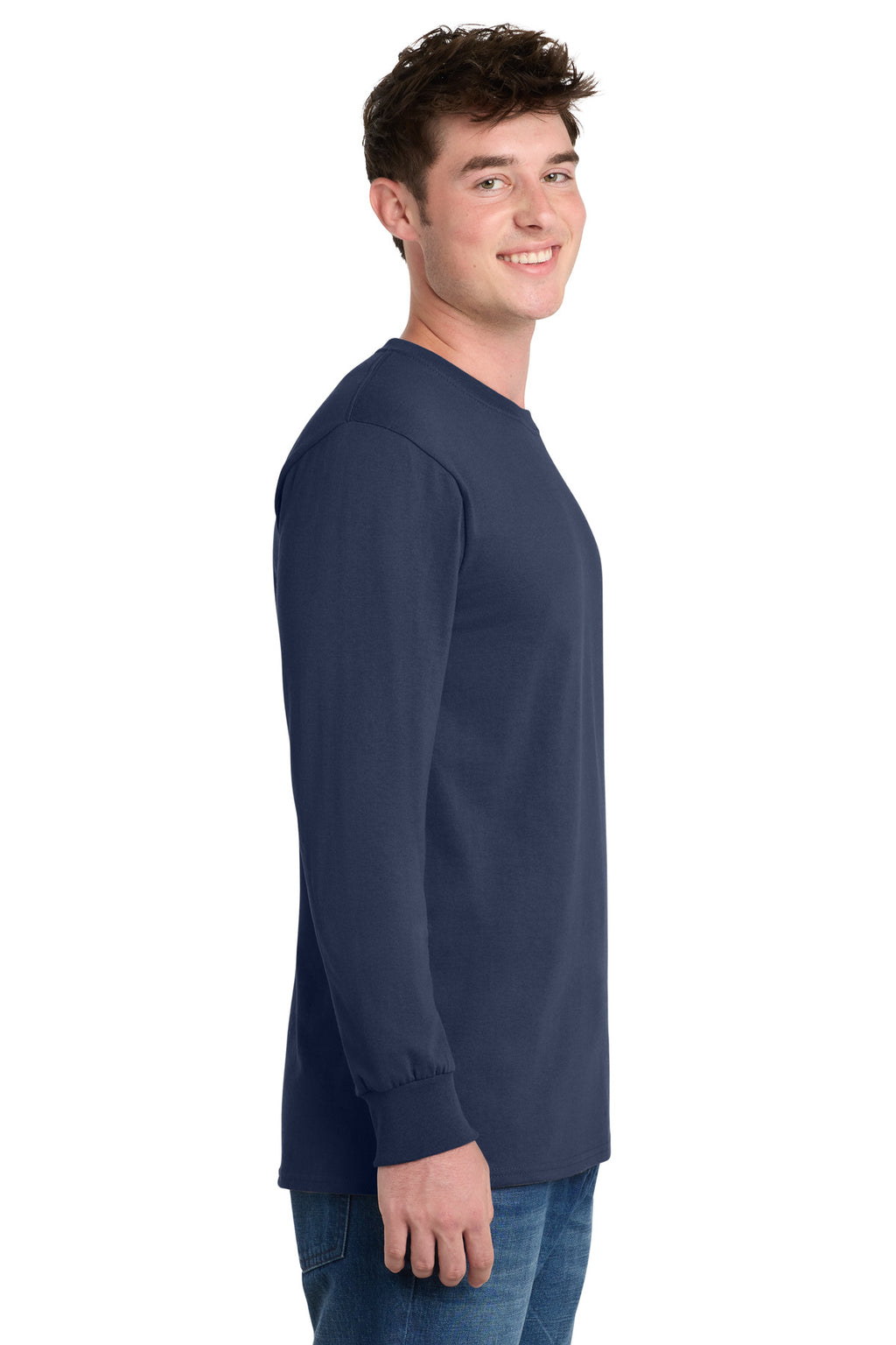 Port & Co Tall Long Sleeve Essential Tee. PC61LST - Navy - side