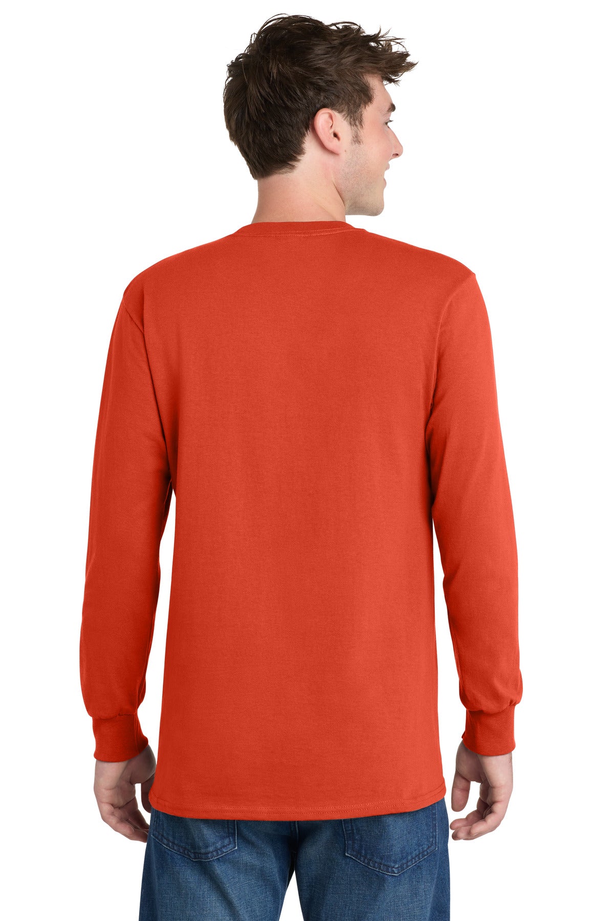 Port & Co Tall Long Sleeve Essential Tee. PC61LST - Orange - back
