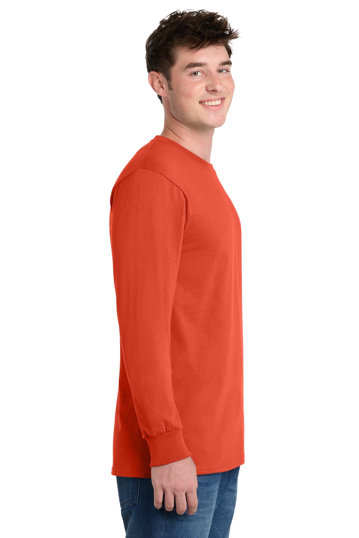 Port & Co Tall Long Sleeve Essential Tee. PC61LST - Orange - side