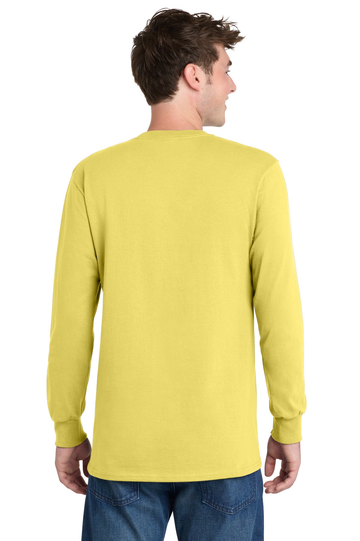 Port & Co Tall Long Sleeve Essential Tee. PC61LST - Yellow - back