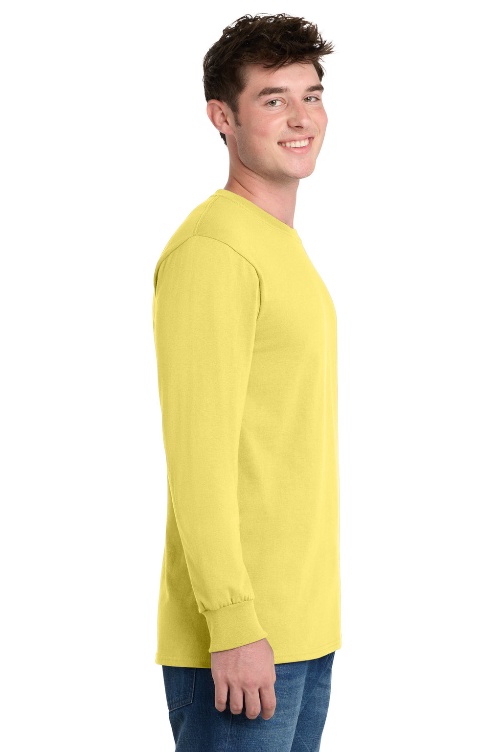 Port & Co Tall Long Sleeve Essential Tee. PC61LST - Yellow - side