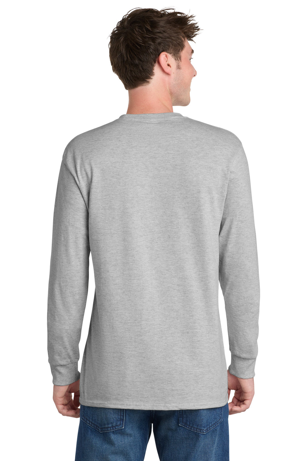 Port & Co Long Sleeve Essential Tee. PC61LS - Ash - back
