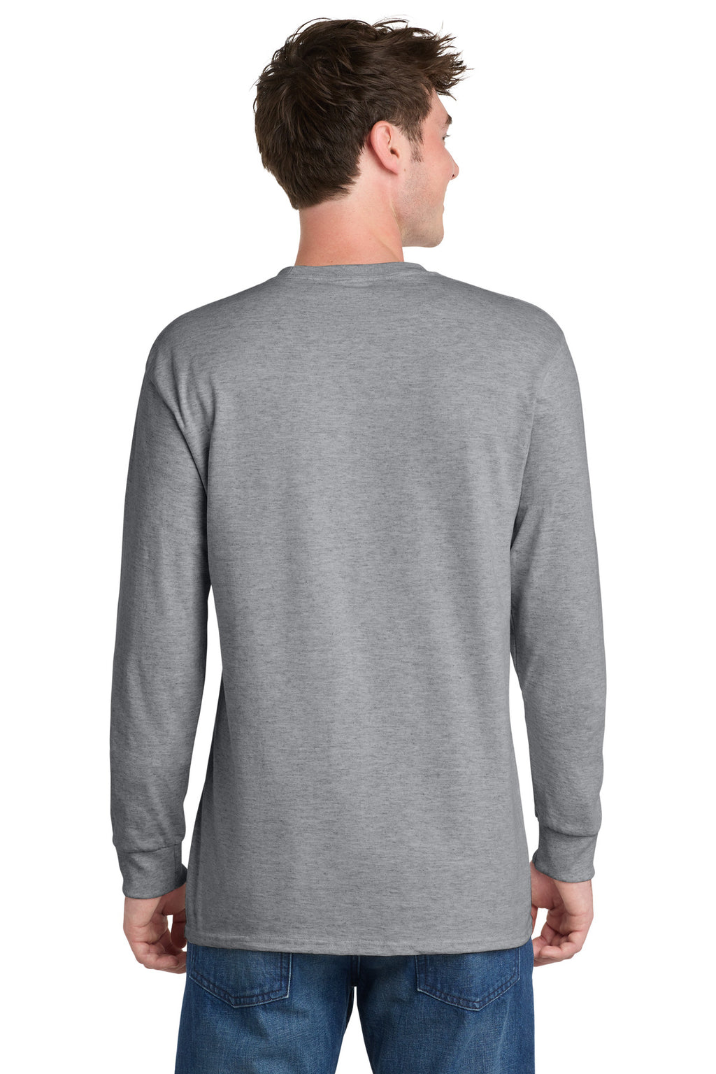 Port & Co Long Sleeve Essential Tee. PC61LS - Athletic Heather - back