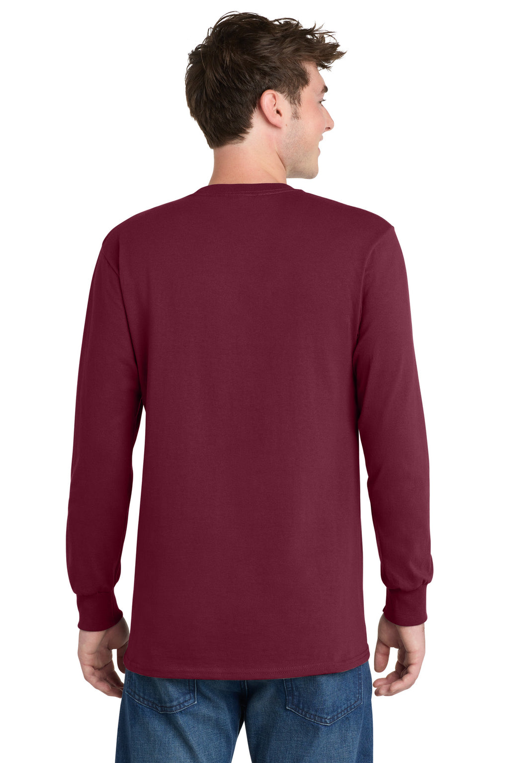 Port & Co Long Sleeve Essential Tee. PC61LS - Cardinal - back