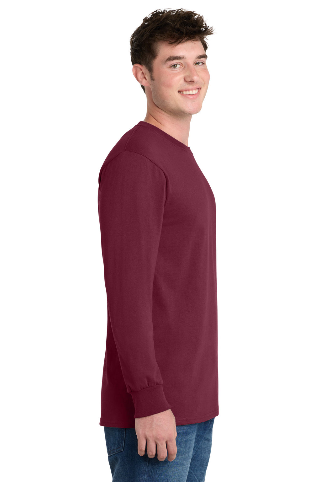 Port & Co Long Sleeve Essential Tee. PC61LS - Cardinal - side
