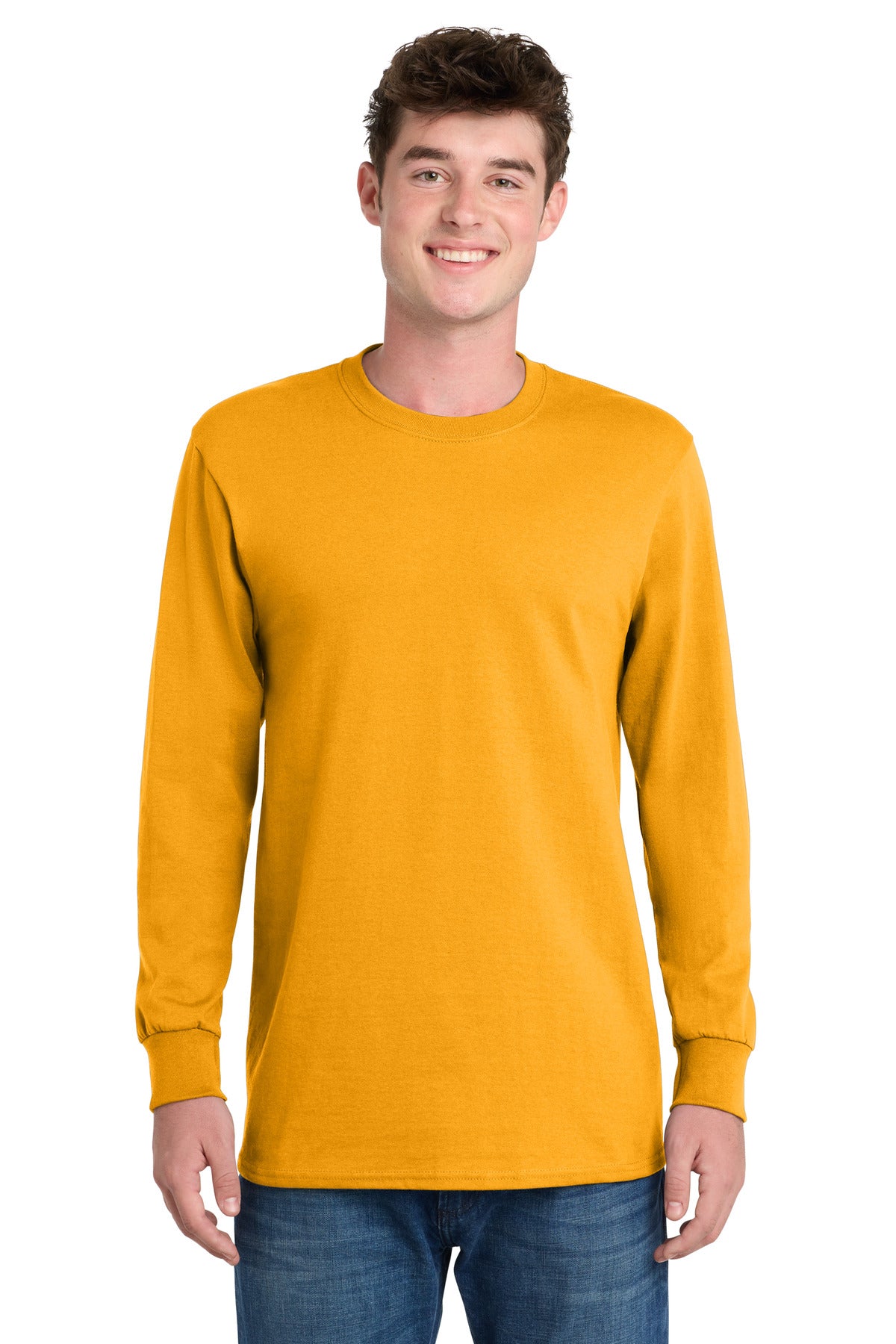 Port & Co Long Sleeve Essential Tee. PC61LS - Gold - front