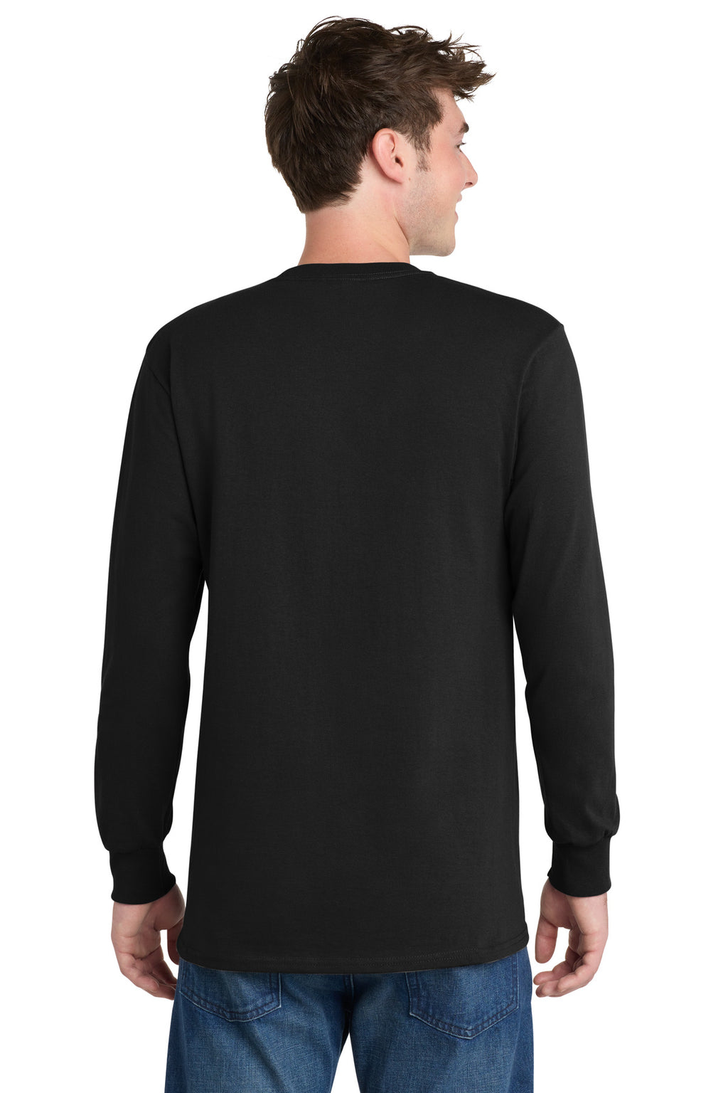 Port & Co Long Sleeve Essential Tee. PC61LS - Jet Black - back