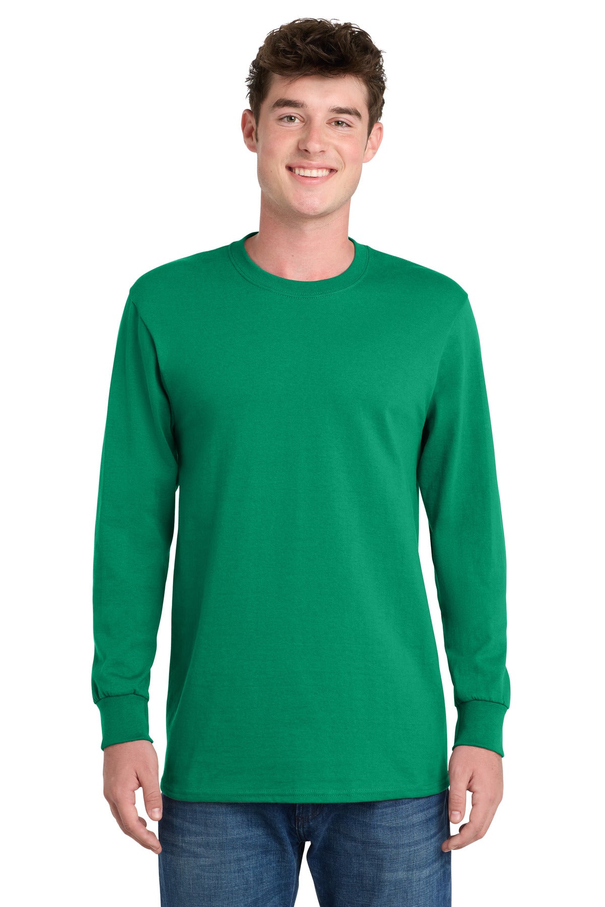 Port & Co Long Sleeve Essential Tee. PC61LS - Kelly - front