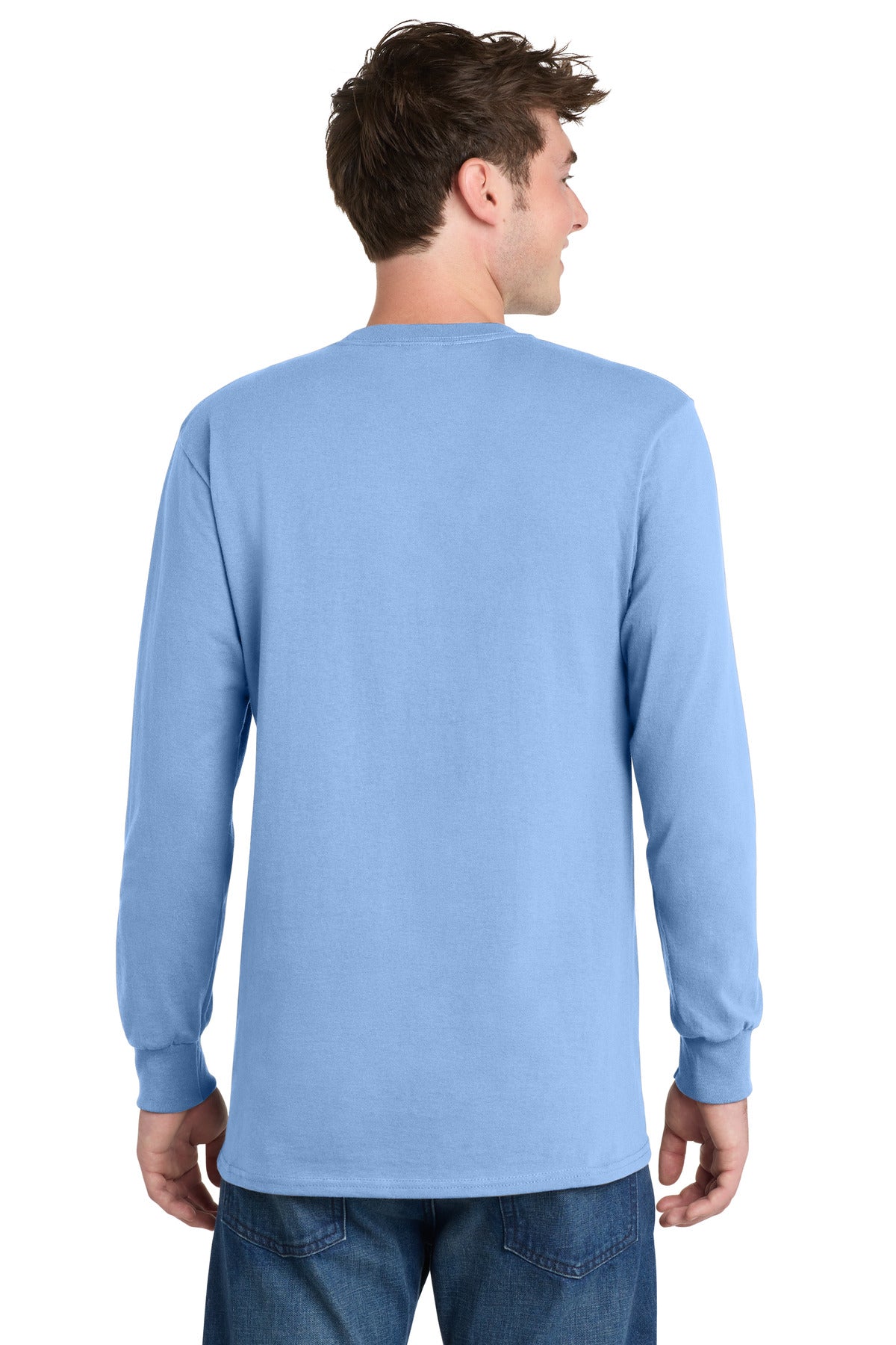 Port & Co Long Sleeve Essential Tee. PC61LS - Light Blue - back