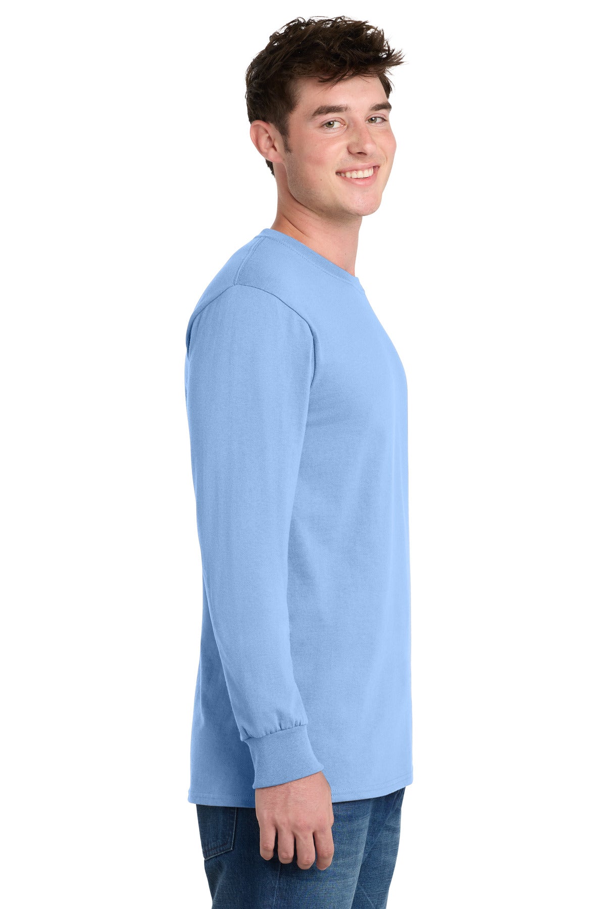 Port & Co Long Sleeve Essential Tee. PC61LS - Light Blue - side